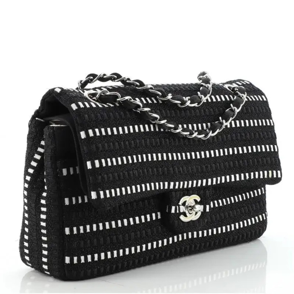 Chanel classic double flab tweet and ribbon medium